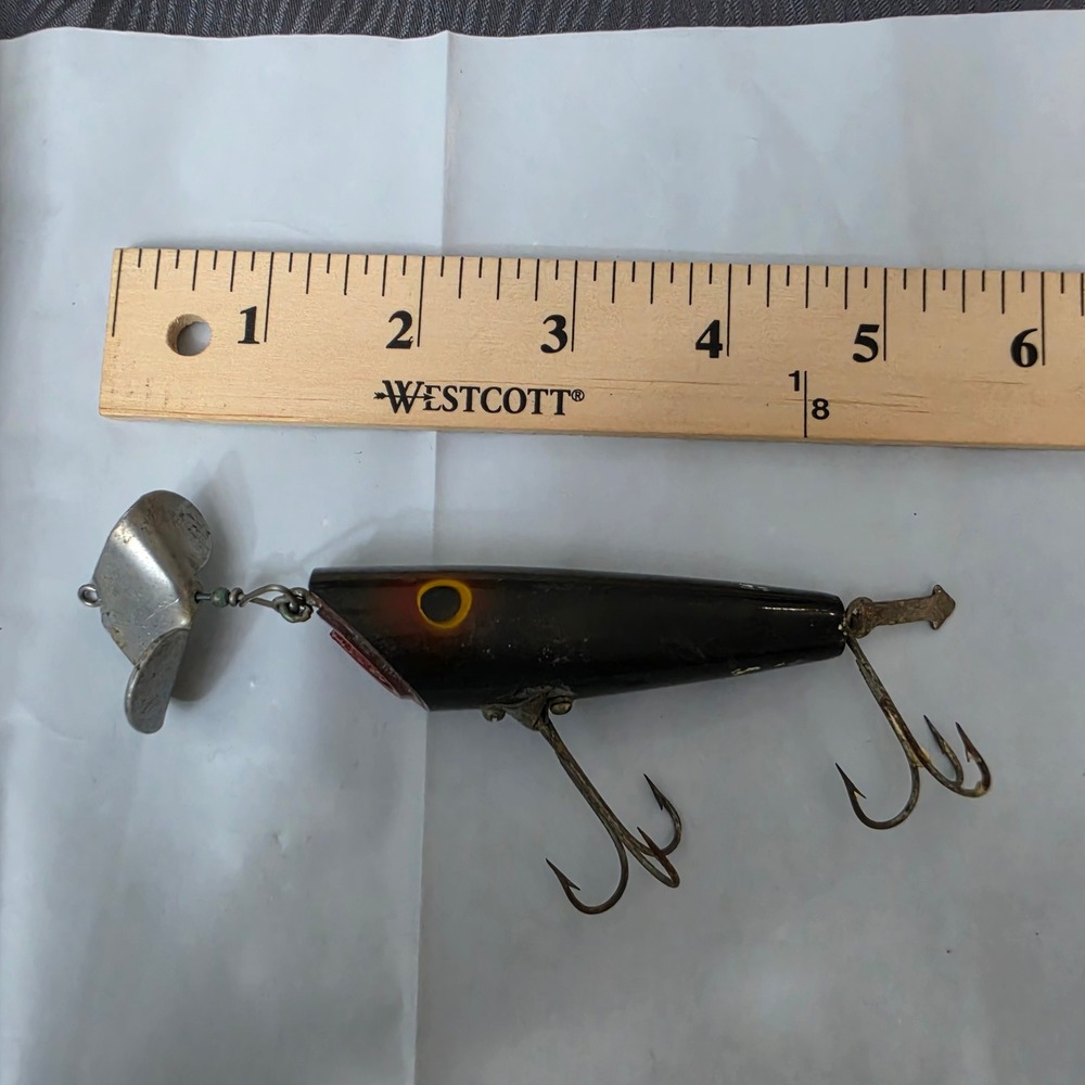 Vintage Fred Arbogast Sputterbug Fishing Lure 4.5in Black Vintage Topwater Prop